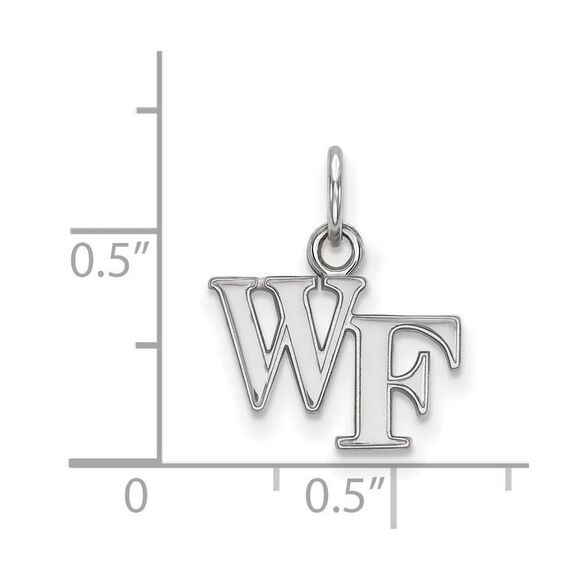 Sterling Silver Wake Forest U. XS (Tiny) Charm or 'WF' Pendant - Picture 2 of 3